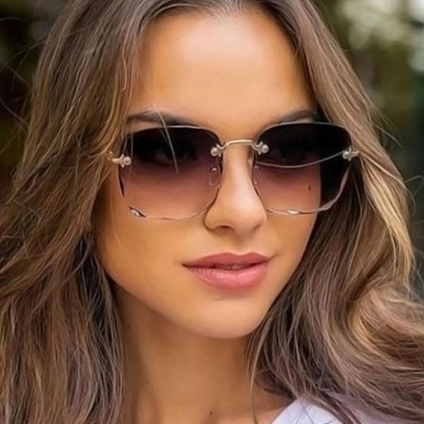 sunglasses retro metal frame clear sun glasses fashion rimless 2021 wavy round women men trend color changing, White;black
sunglasses retro metal frame clear sun glasses fashion rimless 2021 wavy round women men trend color changing, White;black