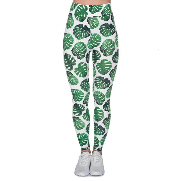 women high waist legging polyester monstera white printing leggings fashion fitness woman pants, Black 
women high waist legging polyester monstera white printing leggings fashion fitness woman pants, Black