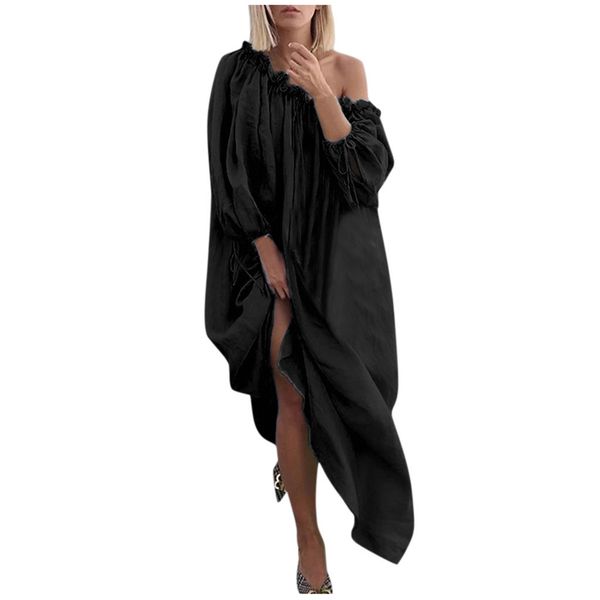 popular trends womens summer dresses fashion slash neck solid color long skirt casual half sleeve dress women designer clothes, Black;gray
popular trends womens summer dresses fashion slash neck solid color long skirt casual half sleeve dress women designer clothes, Black;gray