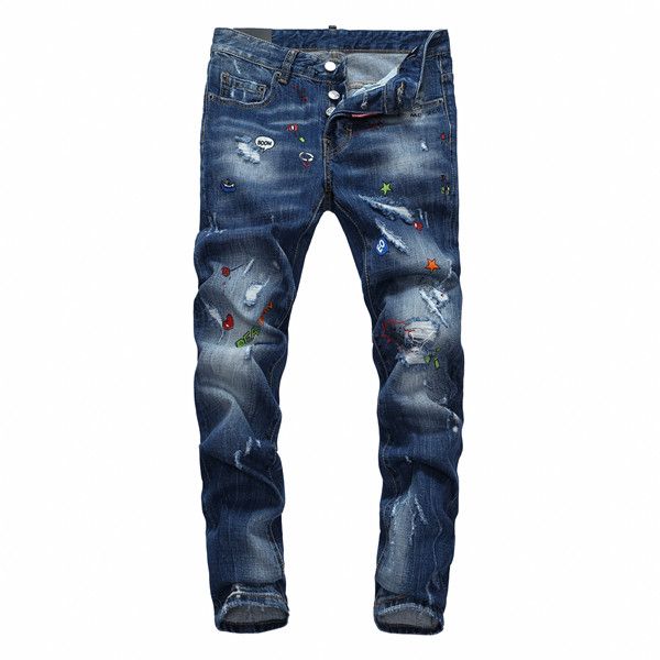 high-quality men's designer jeans washed distressed ragged rock revival denim trousers jeans ripped motorcycle jeans upside down, Blue
high-quality men's designer jeans washed distressed ragged rock revival denim trousers jeans ripped motorcycle jeans upside down, Blue