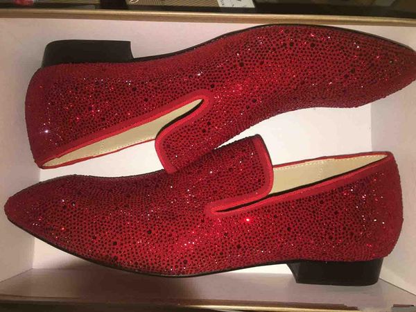 luxury party wedding man shoes red bottom loafers suede with rhinestone strass dress shoes for mens slip on flats designer brand, Black
luxury party wedding man shoes red bottom loafers suede with rhinestone strass dress shoes for mens slip on flats designer brand, Black