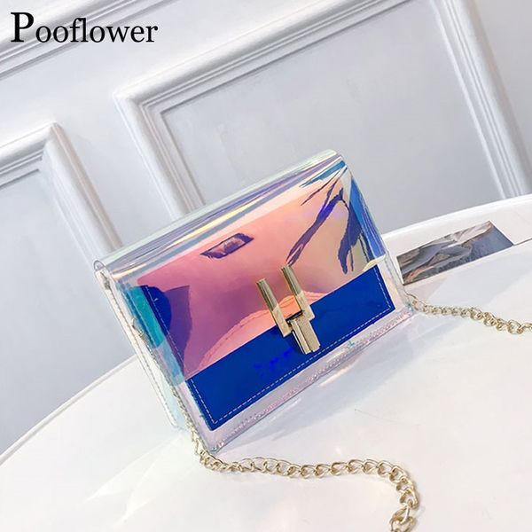 pooflower 2020 summer new fashion laser holographic shoulder bag women designer pvc transparent crossbody bags chain purse zh046
pooflower 2020 summer new fashion laser holographic shoulder bag women designer pvc transparent crossbody bags chain purse zh046