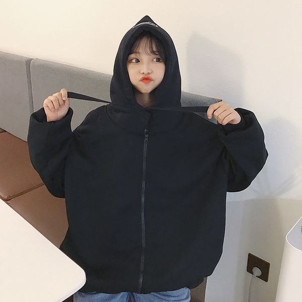 women's hoodies & sweatshirts winter women letter printed zipper thicker plus velvet warm harajuku korean style ulzzang bf chic pullove, Black
women's hoodies & sweatshirts winter women letter printed zipper thicker plus velvet warm harajuku korean style ulzzang bf chic pullove, Black