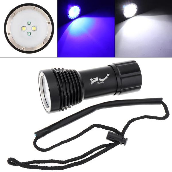 8000lm 3 Modes Light 2 Xm-l2 + 2 Blue Led Diving Underwater 100m Video Searchlight Scuba Dive Light + Torch Box