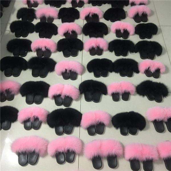 2019 children and fox fashionable anti-slip casual 2019 children and fox fur sandals fashionable anti-slip fur casual sandals, Black;grey