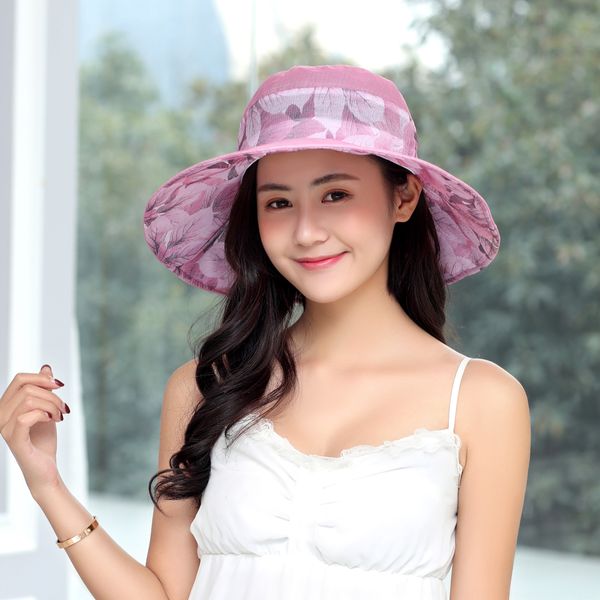 new ougen yarn women's foldable uv ougen yarn sun hat sun hat, Blue;gray