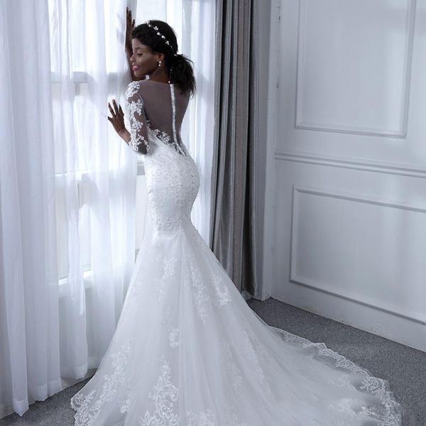 wedding dresses mermaid long sleeves bridal gowns lace appliques plus size 2 4 6 8 10 12 14 16 18 20 22 24, White
wedding dresses mermaid long sleeves bridal gowns lace appliques plus size 2 4 6 8 10 12 14 16 18 20 22 24, White