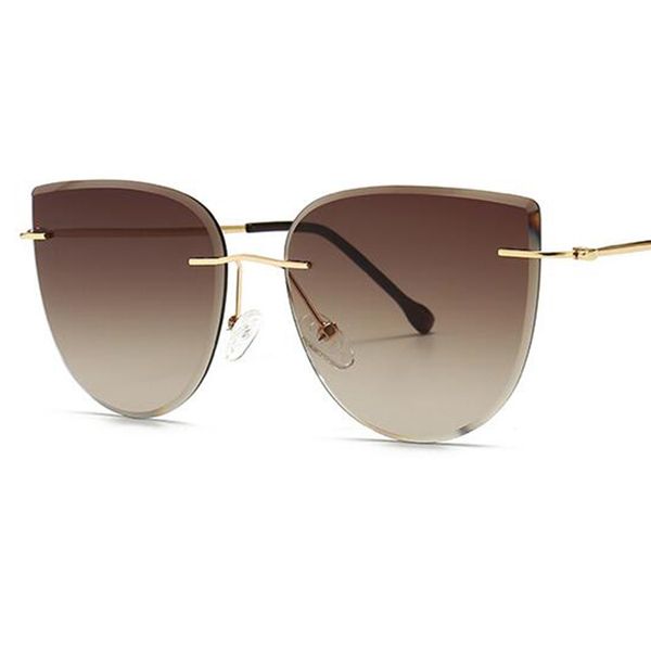 fashion colorful rimless cat eye sunglasses women men shades 2020 summer trending luxury designer alloy sun glasses uv400, White;black 
fashion colorful rimless cat eye sunglasses women men shades 2020 summer trending luxury designer alloy sun glasses uv400, White;black