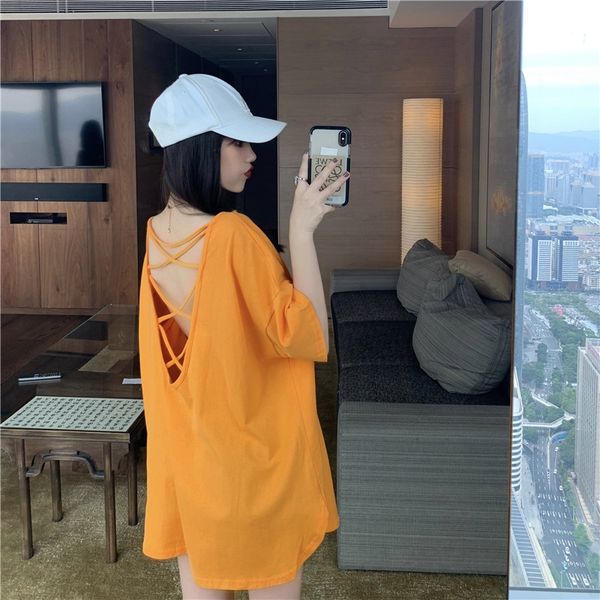 hong kong-style cross-cut backless t-shirt t-shirt for women 2020 new loose all-match mid-length ins trendy, White
hong kong-style cross-cut backless t-shirt t-shirt for women 2020 new loose all-match mid-length ins trendy, White