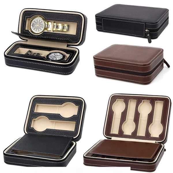 portable pu leather 2 4 8 slot watch box display case storage watch organizer holder zipper exquisite and durable to lover d35 sh190729, Black;blue 
portable pu leather 2 4 8 slot watch box display case storage watch organizer holder zipper exquisite and durable to lover d35 sh190729, Black;blue