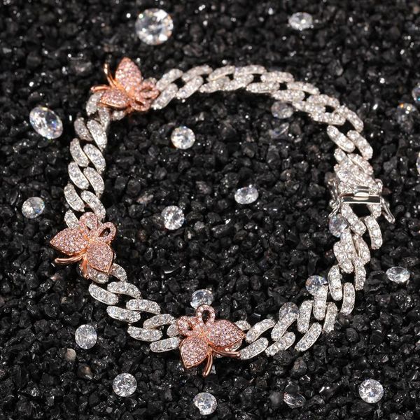 hip hop copper 9mm micro pave cz cuban link bracelet with small butterfly ankle punk color bracelets for women jewellery, Black
hip hop copper 9mm micro pave cz cuban link bracelet with small butterfly ankle punk color bracelets for women jewellery, Black