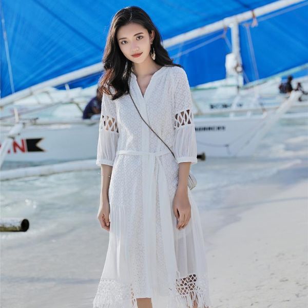 spring embroidery white lace dress ethnic tassels women v-neck hollowed beach women luxury dress festival vestidos
spring embroidery white lace dress ethnic tassels women v-neck hollowed beach women luxury dress festival vestidos