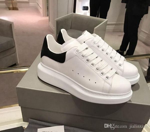 new brand designer men women fashion leather low sports sneakers white shoes, Black