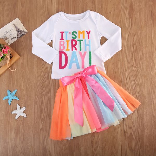 1-6y kids baby girl clothes sets long sleeve t-shirt + colorful tutu lace skirt outfit sets girls birthday princess clothes, White
1-6y kids baby girl clothes sets long sleeve t-shirt + colorful tutu lace skirt outfit sets girls birthday princess clothes, White