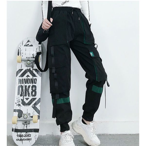 2020 women cargo pants black ankle length elastic waist joggers female loose harajuku trousers casual haren pants spring summer, Black;white
2020 women cargo pants black ankle length elastic waist joggers female loose harajuku trousers casual haren pants spring summer, Black;white