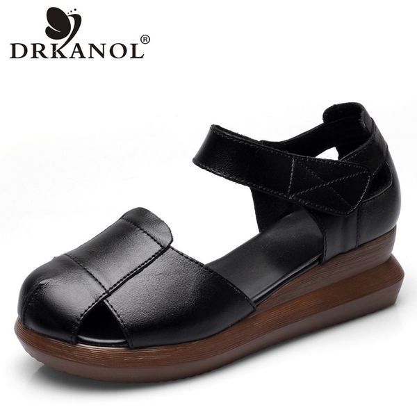 drkanol fashion summer shoes women sandals 2020 round toe genuine leather wedges sandals ladies thick bottom platform, Black
drkanol fashion summer shoes women sandals 2020 round toe genuine leather wedges sandals ladies thick bottom platform, Black