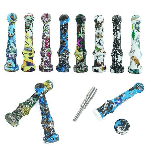 Printed nectar collector Silicone Pipes honey starw pipe Oil Rigs Smoking glass pipe shisha oil burner hookah with titanium nail
Printed nectar collector Silicone Pipes honey starw pipe Oil Rigs Smoking glass pipe shisha oil burner hookah with titanium nail