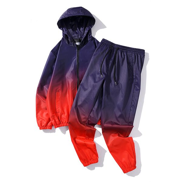 20ss gradient color harajuku two piece set windbreaker hooded jacket and long pants spring autumn tracksuit men and women, Gray
20ss gradient color harajuku two piece set windbreaker hooded jacket and long pants spring autumn tracksuit men and women, Gray