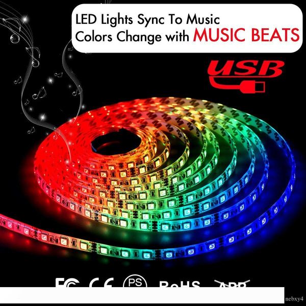 Music LED Strip Lights 6.6FT 2M 5V USB Powered Light Strip 5050 RGB Light Color Changing with Music LED String Lights Kit with IR Controller
Music LED Strip Lights 6.6FT 2M 5V USB Powered Light Strip 5050 RGB Light Color Changing with Music LED String Lights Kit with IR Controller