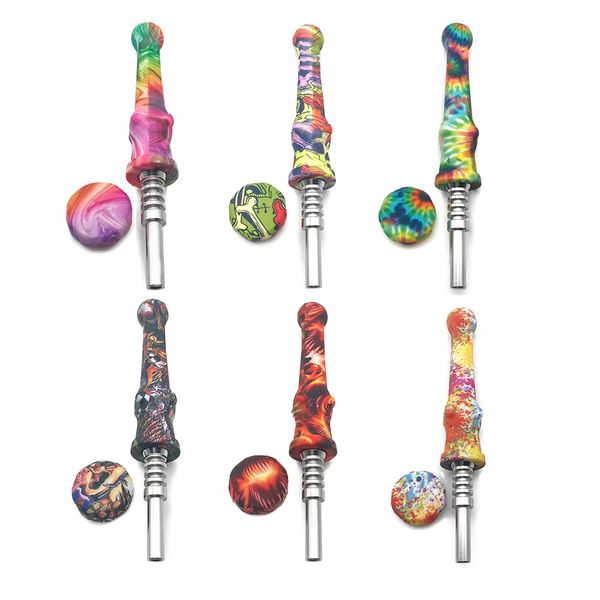 123mm Silicone Nectar Collector Pipes with GR2 Stainless Steel Quartz Tips Silicone Carb Cap Oil Rig Concentrate Honey Dab Straw
123mm Silicone Nectar Collector Pipes with GR2 Stainless Steel Quartz Tips Silicone Carb Cap Oil Rig Concentrate Honey Dab Straw
