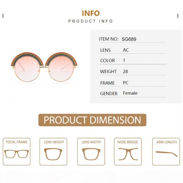 rainbow semi-rimless sunglasses women designer fashion round steampunk sunglasses vintage eyewear uv400 oculos, White;black
rainbow semi-rimless sunglasses women designer fashion round steampunk sunglasses vintage eyewear uv400 oculos, White;black