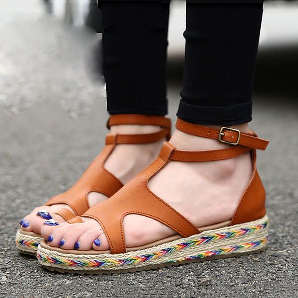 women sandals fashion straw shoes woman summer wedges sandals ankle strap casual ladies flat platform sandals, Black
women sandals fashion straw shoes woman summer wedges sandals ankle strap casual ladies flat platform sandals, Black