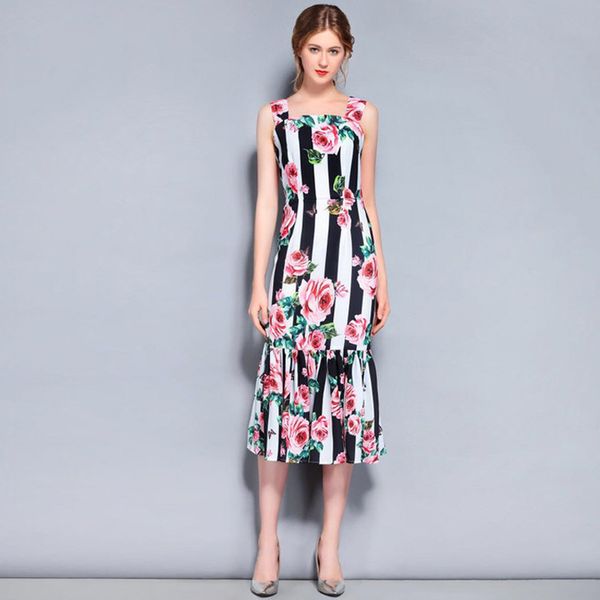 red roosarosee designer women fashion rose butterfly stripe print slim fishtail dress, Black;gray
red roosarosee designer women fashion rose butterfly stripe print slim fishtail dress, Black;gray