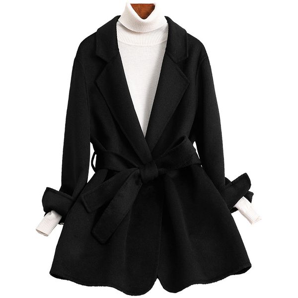 double-sided cashmere coat women's 2020 autumn winter new high-quality pure color woolen coat female winter with belt l835, Black
double-sided cashmere coat women's 2020 autumn winter new high-quality pure color woolen coat female winter with belt l835, Black
