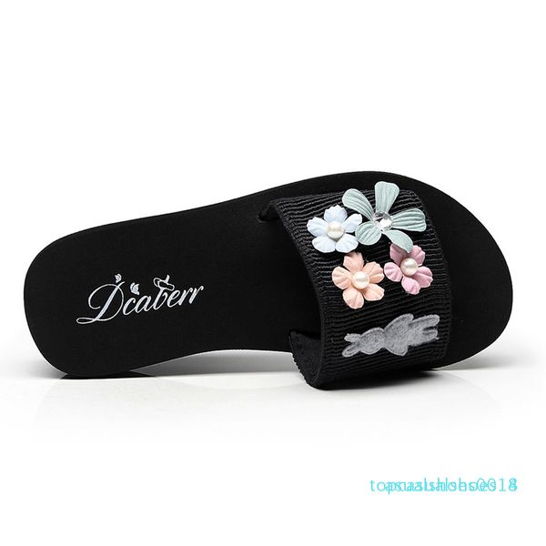 sagace 2019 summer women's pearl flower word-slip thick bottom non-slip flat sandals and slippers outdoor beach shoes c14, Black
sagace 2019 summer women's pearl flower word-slip thick bottom non-slip flat sandals and slippers outdoor beach shoes c14, Black