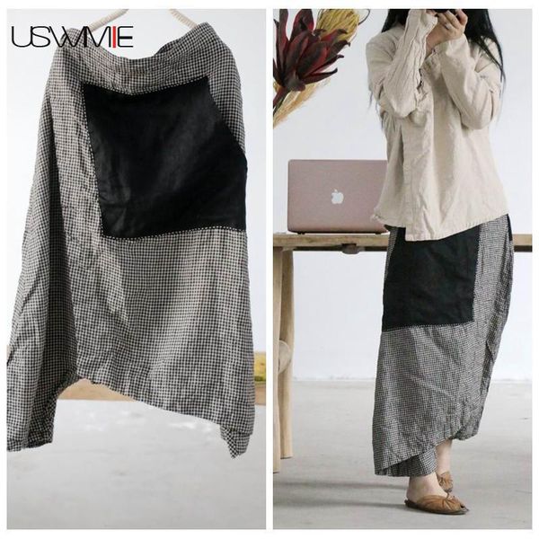 women's pants & capris uswmie 2021 spring women vintage casual elastic waist plaid do old contrast color pocket loose comfort flax nint, Black;white
women's pants & capris uswmie 2021 spring women vintage casual elastic waist plaid do old contrast color pocket loose comfort flax nint, Black;white