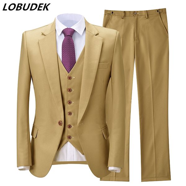 blazer+vest+pants) solid men's 3 pieces suit fashion male business office occupation suits groom wedding slim fit tuxedo set, White;black
blazer+vest+pants) solid men's 3 pieces suit fashion male business office occupation suits groom wedding slim fit tuxedo set, White;black