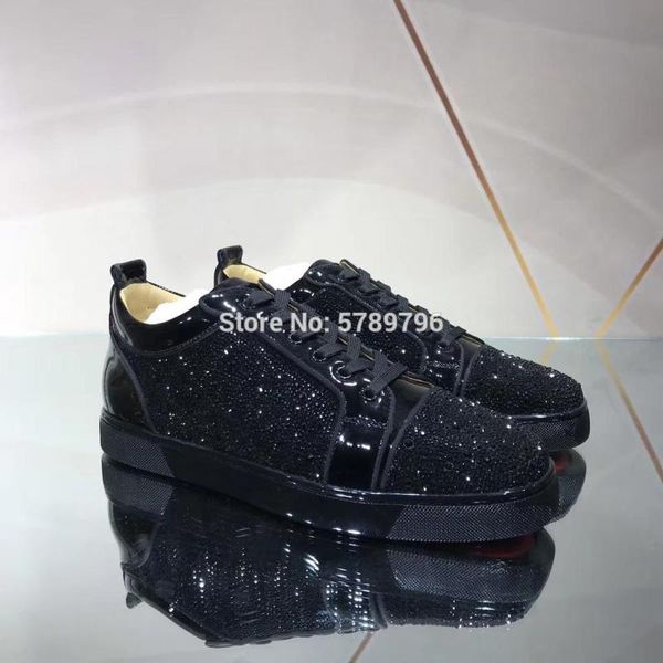 low cut red bottom black patent leather sports shoes men casual flat loafers rivets whole crystal runway sneakers couple models
low cut red bottom black patent leather sports shoes men casual flat loafers rivets whole crystal runway sneakers couple models