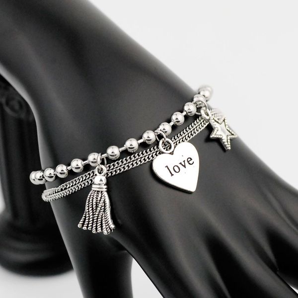 adjustable stainless steel chain bracelet women layered heart tassel pendant bracelet men jewelry christmas gift, Black
adjustable stainless steel chain bracelet women layered heart tassel pendant bracelet men jewelry christmas gift, Black