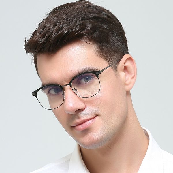 eyebrow myopia frame universal optical metal plain glasses ultra light business myopia glasses frame for men and women, Silver 
eyebrow myopia frame universal optical metal plain glasses ultra light business myopia glasses frame for men and women, Silver
