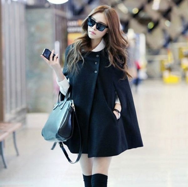 2019 autumn and winter women's clothing korean style cloak large winter women's cloak size woolen coat woolen coat, Black 
2019 autumn and winter women's clothing korean style cloak large winter women's cloak size woolen coat woolen coat, Black