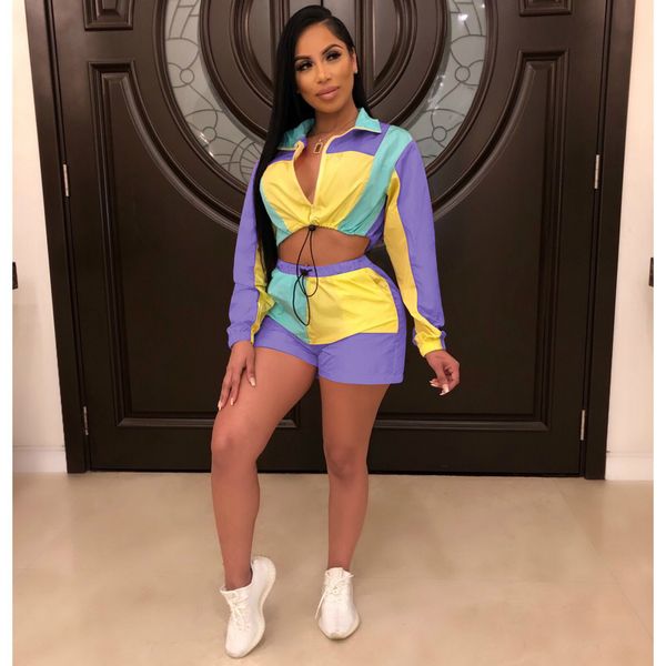 p8299 2019 european and american popular womens fashion trendy stitching multicolor casual sports suit two-piece set, Gray
p8299 2019 european and american popular womens fashion trendy stitching multicolor casual sports suit two-piece set, Gray