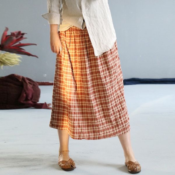 johnature autumn women plaid linen skirt leisure elastic waist all-match 2020 new loose comfortable plus size 2 colors skirt, Black
johnature autumn women plaid linen skirt leisure elastic waist all-match 2020 new loose comfortable plus size 2 colors skirt, Black