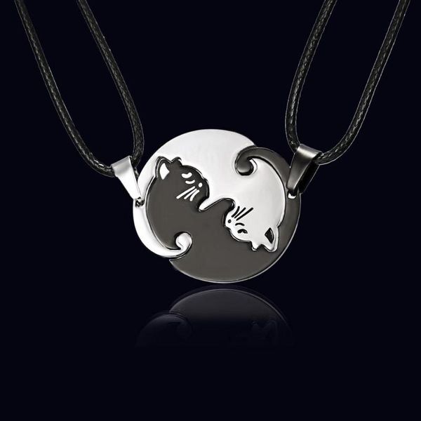 hi man simple stainless steel black and white cat hugs couple pendant necklace for men women friendship gift wholesale, Silver
hi man simple stainless steel black and white cat hugs couple pendant necklace for men women friendship gift wholesale, Silver