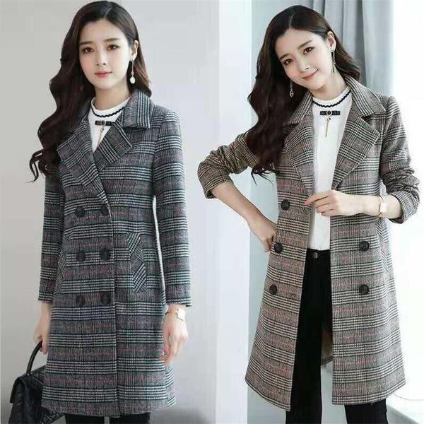 women's wool & blends coat winter 2021 autumn fashion elegant plaid slim long tweed woolen outerwear female plus size s-6xl, Black
women's wool & blends coat winter 2021 autumn fashion elegant plaid slim long tweed woolen outerwear female plus size s-6xl, Black