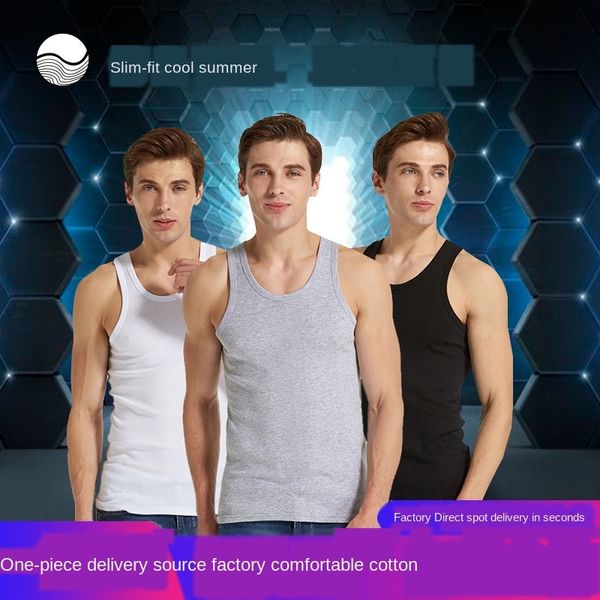 men' cotton summer round neck fitness fine thread sports base men' vest i-shaped middle-aged vest, White;black
men' cotton summer round neck fitness fine thread sports base men' vest i-shaped middle-aged vest, White;black