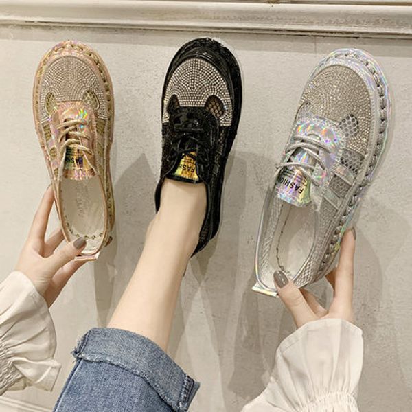 2020 summer new crystal jelly shoes hollow breathable mesh shoes tide rhinestone flat bottom casual small whiteboard women, Black
2020 summer new crystal jelly shoes hollow breathable mesh shoes tide rhinestone flat bottom casual small whiteboard women, Black
