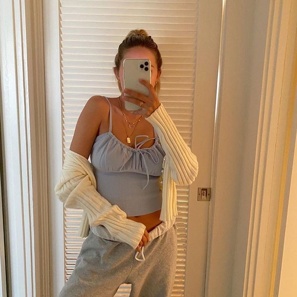 women's solid color camisole chest lace up design exposed umbilical slim fashion vest (s//l, White
women's solid color camisole chest lace up design exposed umbilical slim fashion vest (s//l, White