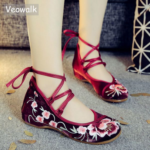 veowalk flower embroidered women flannel cotton fabric ballet flats mid cross strap retro ladies casual comfort shoes, Black
veowalk flower embroidered women flannel cotton fabric ballet flats mid cross strap retro ladies casual comfort shoes, Black