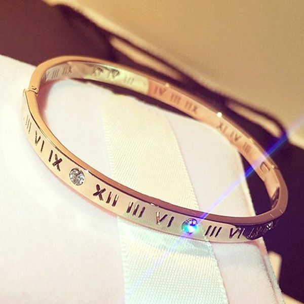 2020 simple and stylish diamond 18k rose gold roman digital bracelet titanium steel hollow classic unique design jewelry wholesale, Black
2020 simple and stylish diamond 18k rose gold roman digital bracelet titanium steel hollow classic unique design jewelry wholesale, Black