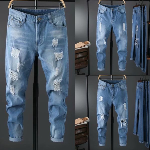 men's cropped fashion brand jeans and jeans slim fit feet loose straight all-match cropped pants men's korean style trendy, Blue
men's cropped fashion brand jeans and jeans slim fit feet loose straight all-match cropped pants men's korean style trendy, Blue