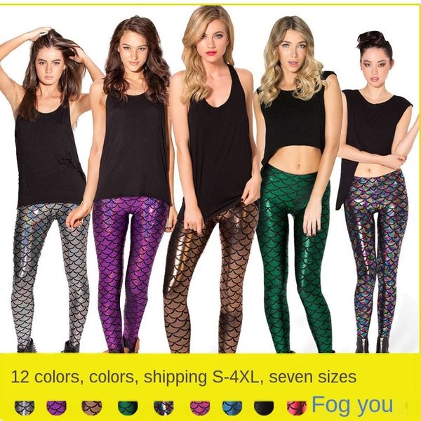 multi-color nine nine ninth pants women's pants printed mermaid fish scale fish pattern shiny nine-point leggings, Black;white
multi-color nine nine ninth pants women's pants printed mermaid fish scale fish pattern shiny nine-point leggings, Black;white