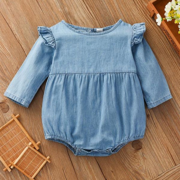 baby romper autumn 2020 girls long-sleeve denim romper, Blue 
baby romper autumn 2020 girls long-sleeve denim romper, Blue