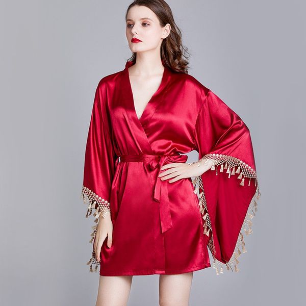 burgundry women tassel robe bride wedding dress elegant ladies sleepwear nightgown bat sleeve kimono yukata bathrobe gown, Black;red
burgundry women tassel robe bride wedding dress elegant ladies sleepwear nightgown bat sleeve kimono yukata bathrobe gown, Black;red