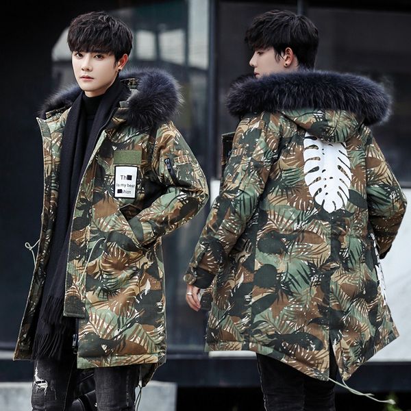 u8bqf 2019 new men's mid-length youth down jacket coat down jacket korean style with fur collar winter thickened camouflage coat men�, Black
u8bqf 2019 new men's mid-length youth down jacket coat down jacket korean style with fur collar winter thickened camouflage coat men�, Black