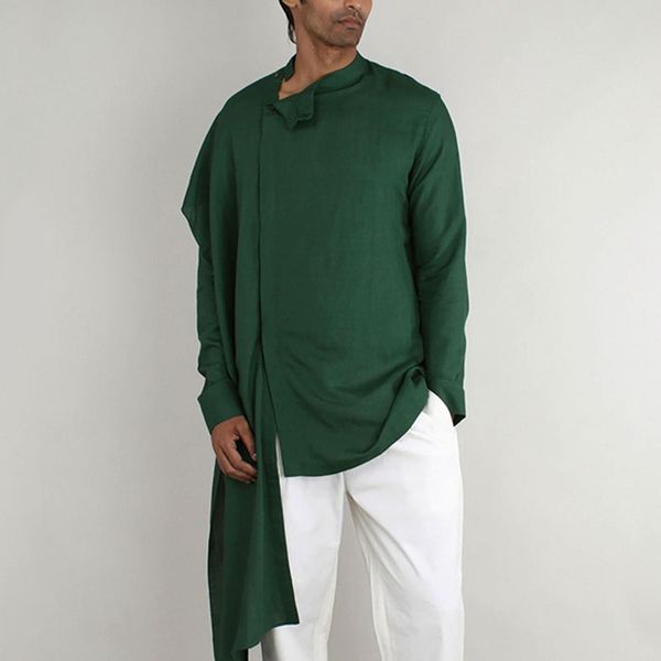 vintage men irregular shirt cotton long sleeve solid color button islamic muslim kaftan stand collar men clothes incerun 7, White;black
vintage men irregular shirt cotton long sleeve solid color button islamic muslim kaftan stand collar men clothes incerun 7, White;black